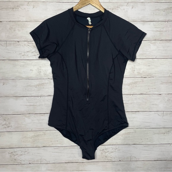 Sea Level Australia Short Sleeve Zip Up One Sleeve Swimsuit US Size 10 - Picture 2 of 6